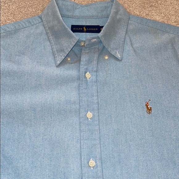 Ralph Lauren Oxford Chambray Short Sleeve Shirt - Picture 1 of 9